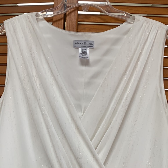 Alexa B Dress, Size 20W, Cream with Gold Glitter Stripes and Gold Beads Waist - Picture 3 of 7